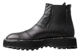 Dolce & Gabbana Black Leather Slip on Stretch Boots